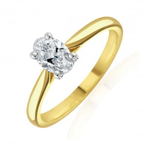 18ct Gold Oval Diamond Solitaire Ring - 0.50cts  D/VS2