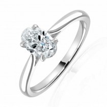 Platinum Oval Diamond Solitaire Ring - 0.50ct D/SI1