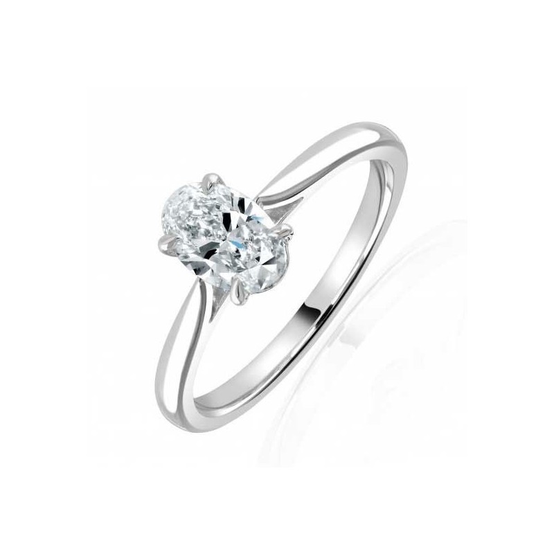 Platinum 0.50ct Oval Diamond Engagement Ring