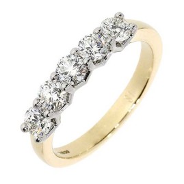 18ct Gold & Platinum 5st Diamond Eternity Ring - 0.78ct