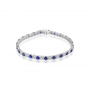 18ct White Gold Sapphire & Diamond Bracelet - S 5.10 D 1.00.