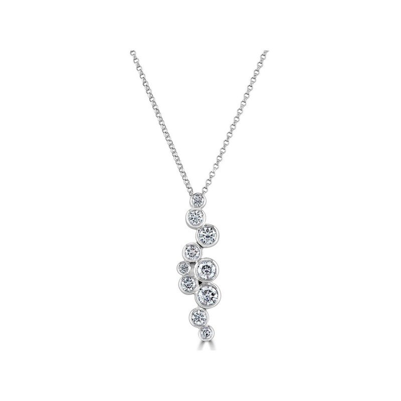 18ct White Gold Diamond Bubbles Necklet - 1.01cts