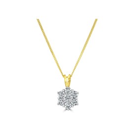 18ct White Gold 7 Stone Diamond Petal Cluster Pendant - 0.81ct