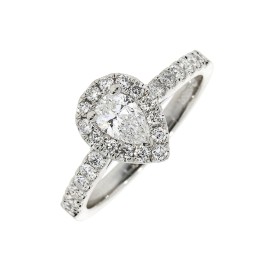 Platinum Pear-shaped Diamond Cluster Ring - 0.50 + 0.53 F/VS1