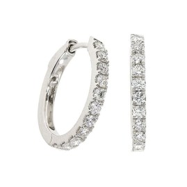 18ct White Gold Diamond Set Oval Hoop Earrings - 0.96