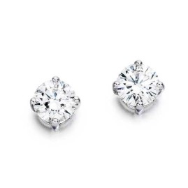 18ct White Gold Diamond Solitaire Stud Earrings - 1.04cts G/SI1