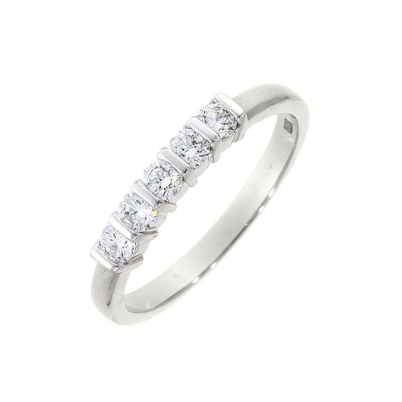 Platinum 5 Stone Bar Set Diamond Eternity Ring - 0.34cts