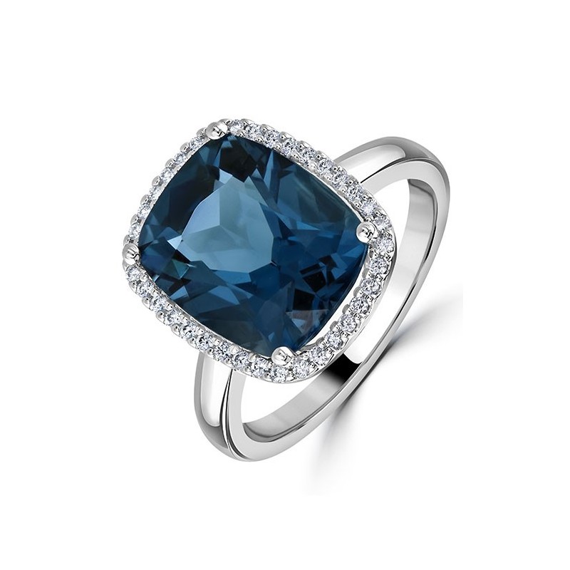 London Blue Topaz & Diamond Ring | Macintyres of Edinburgh