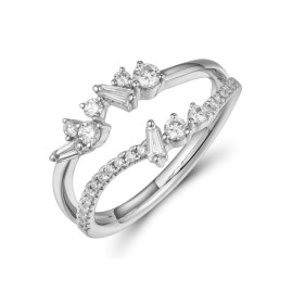 18ct White Gold Two-row Diamond Dress Ring - 0.45ct