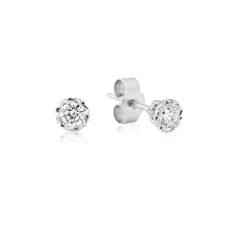 9ct White Gold Diamond Solitaire Stud Earrings - 0.25cts