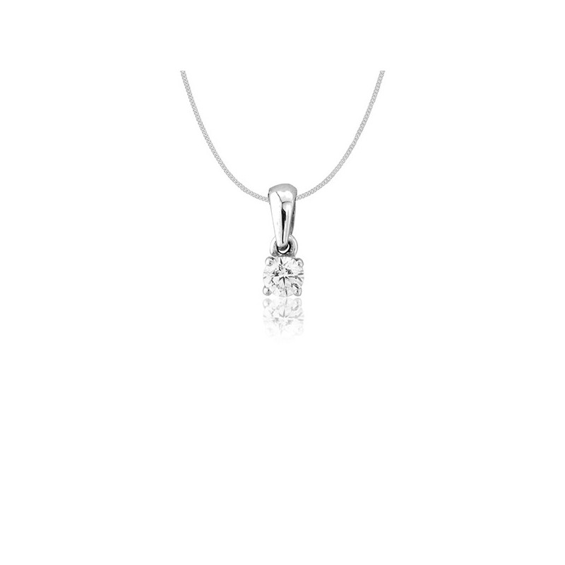 9ct White Gold Diamond Solitaire Pendant - 0.15cts