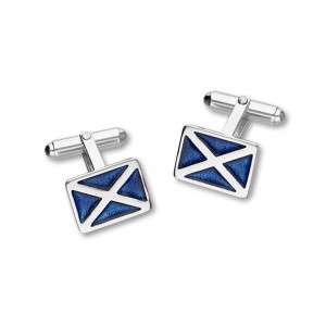 Ortak Scottish Saltire Flag Sterling Silver Cufflinks ECL58
