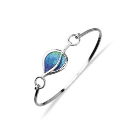 Ortak Leah Sterling Silver & Enamel Bangle - EBG8 Aqua