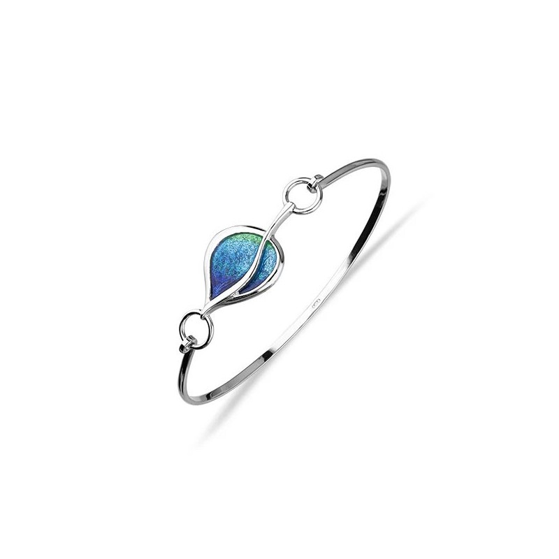 Ortak Leah Sterling Silver & Enamel Bangle - EBG8 Aqua