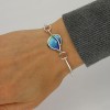 Ortak Leah Sterling Silver & Enamel Bangle - EBG8 Aqua