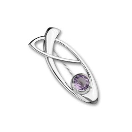 Ortak Retreat Sterling Silver Amethyst Brooch - CB129