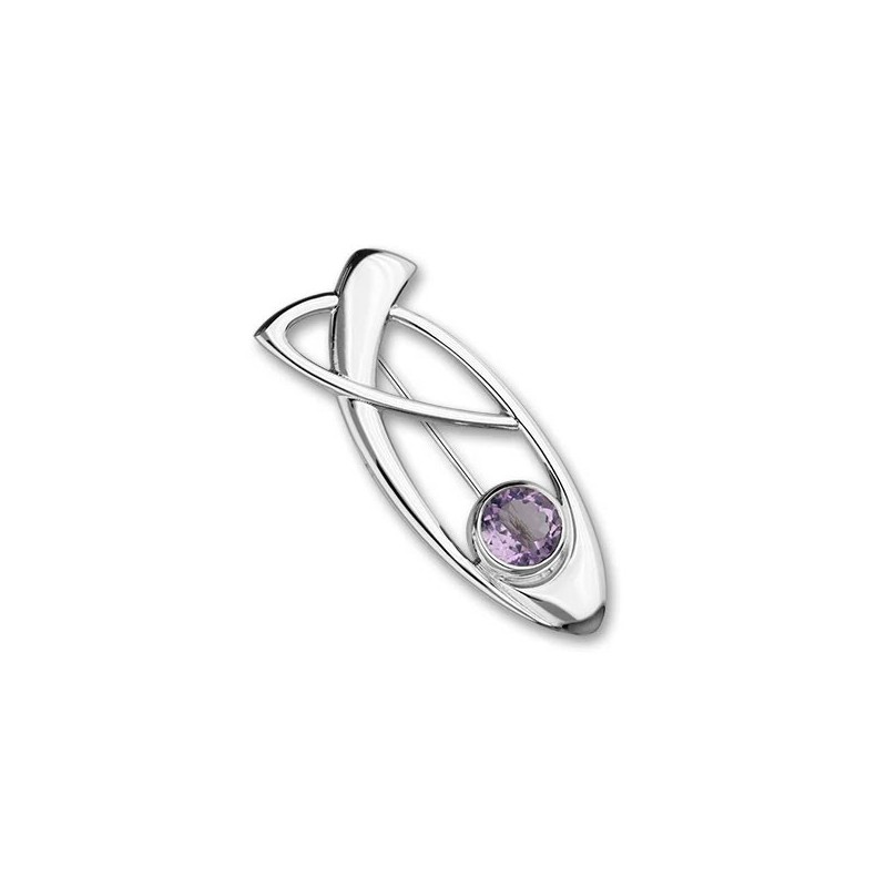 Ortak Retreat Sterling Silver Amethyst Brooch - CB129