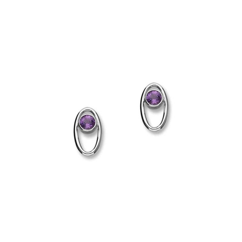 Ortak Sterling Silver Amethyst Earrings - CE352