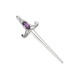 Ortak Sterling Silver Celtic Amethyst Kilt Pin - CB43