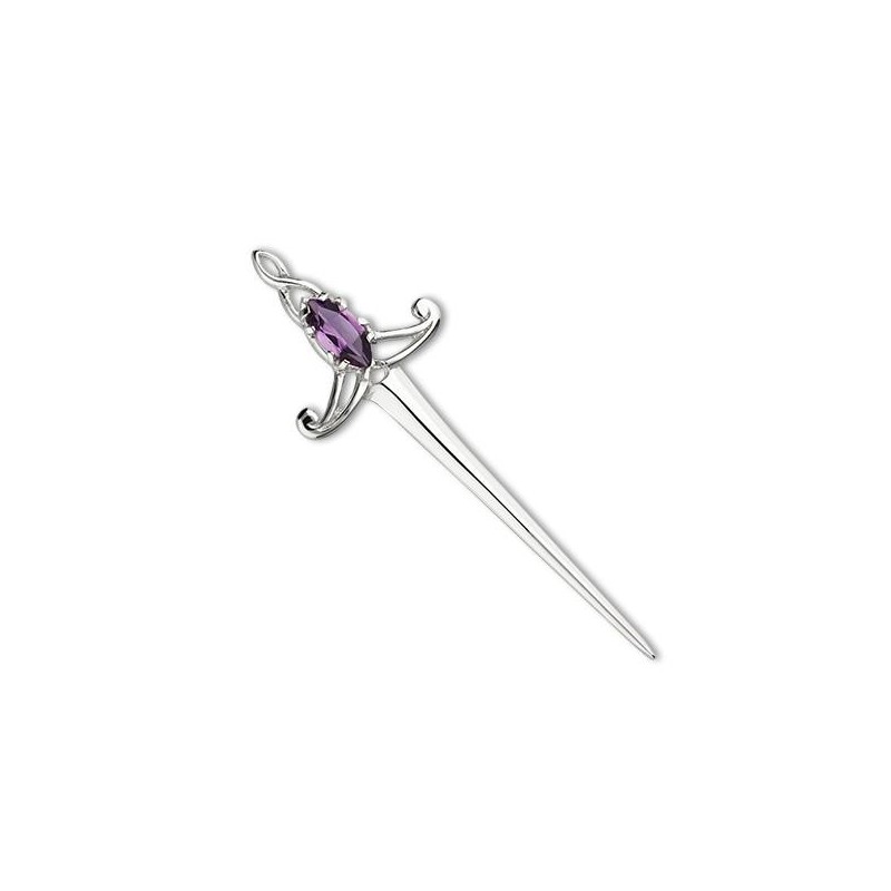 Ortak Sterling Silver Celtic Amethyst Kilt Pin - CB43