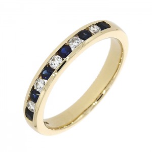 18ct Gold 11st Sapphire & Diamond Eternity Ring - S 0.27 D 0.17