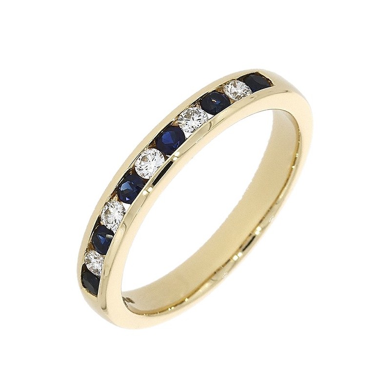 18ct Gold 11st Sapphire & Diamond Eternity Ring - S 0.27 D 0.17