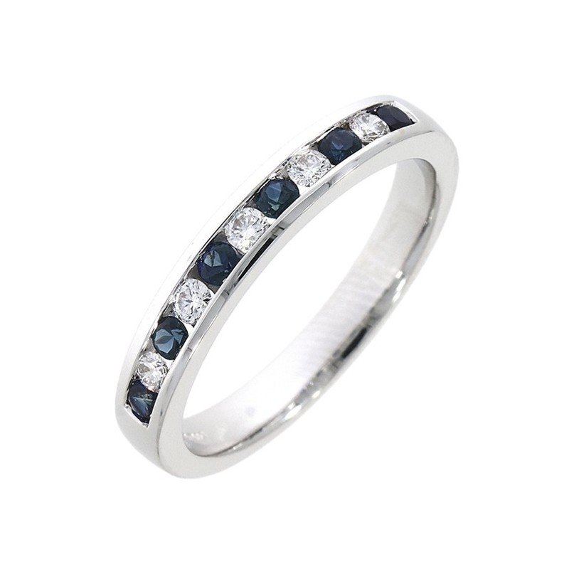 18ct White Gold Sapphire & Diamond Eternity Ring - S:0.27 D:0.17