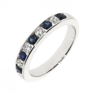 18ct White Gold Sapphire & Diamond Eternity Ring - S 0.36 D 0.20