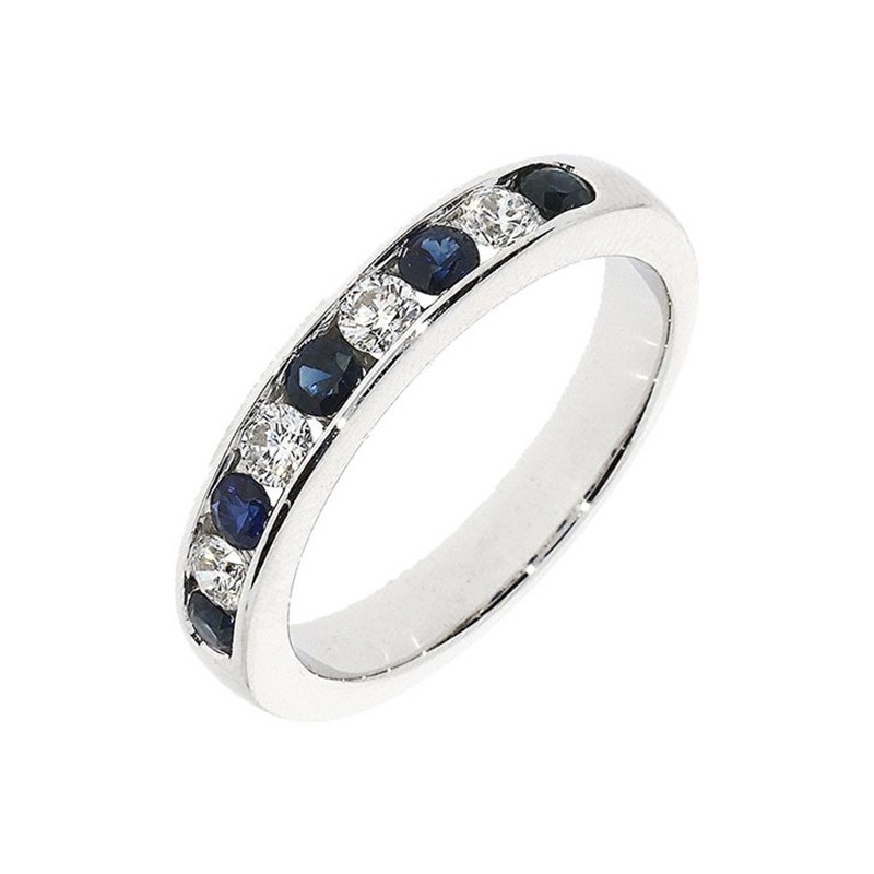 18ct White Gold Sapphire & Diamond Eternity Ring - S 0.36 D 0,20