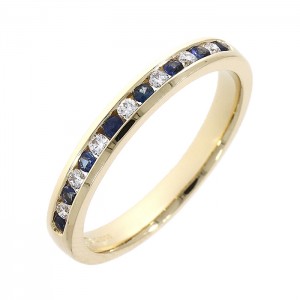18ct Gold 15st Sapphire & Diamond Eternity Ring - S 0.16 D 0.10