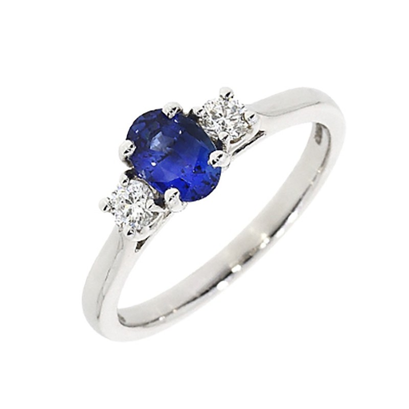 Three Stone Sapphire & Diamond Platinum Ring | Macintyres