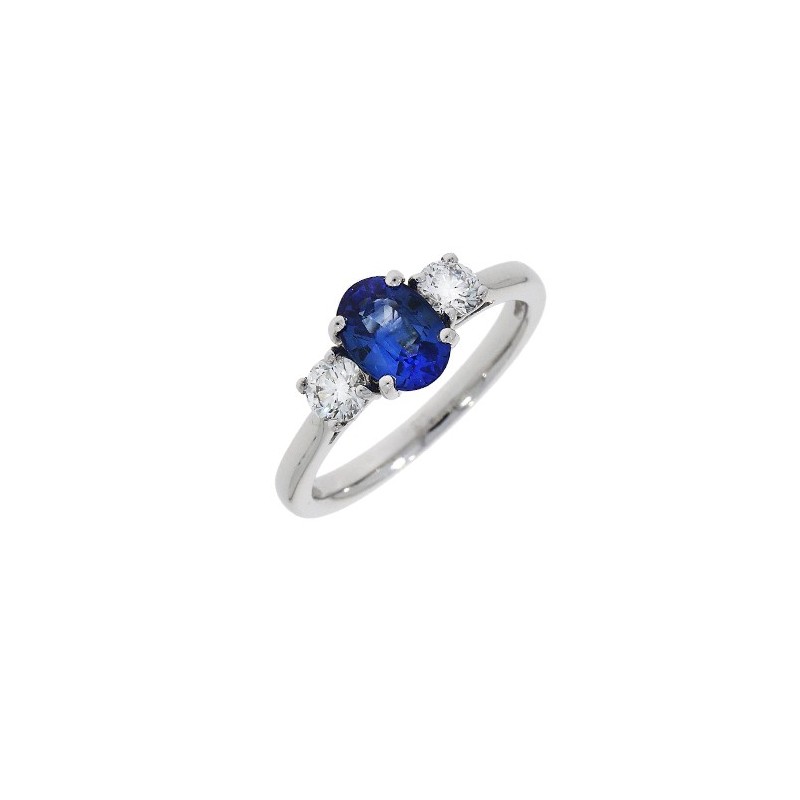 Platinum 3st Sapphire & Diamond Ring - S 0.94 D 0.22