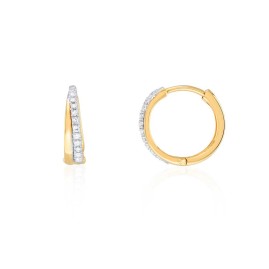 9ct Gold Diamond Set Huggie Hoop Earrings - 0.10ct