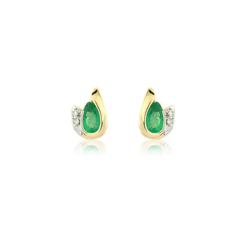 9ct Yellow Gold Emerald Stud Earrings