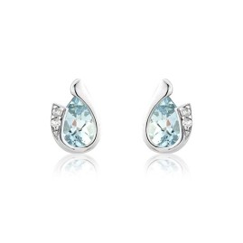 9ct White Gold Aquamarine & Diamond Earrings