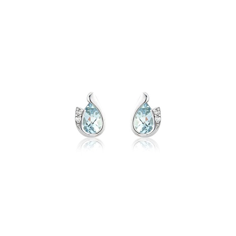 9ct White Gold Aquamarine & Diamond Earrings