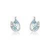 9ct White Gold Aquamarine & Diamond Earrings