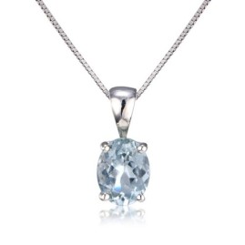 9ct White Gold Oval Aquamarine Pendant