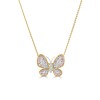 Pink Sapphire & Diamond Butterfly Necklace in 18ct Gold