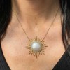 South Sea Mabe Pearl & Diamond Sunburst Necklace 18ct Gold