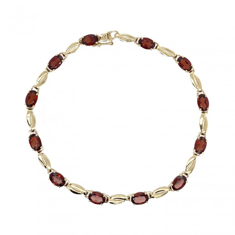 9ct Gold Oval Garnet Bracelet