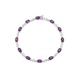 9ct White Gold Oval Amethyst Bracelet