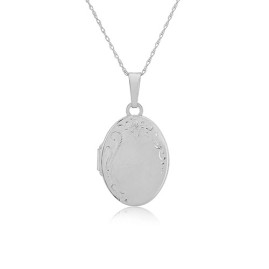 Sterling Silver Oval Locket & Chain