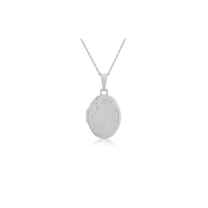 Sterling Silver Oval Locket & Chain