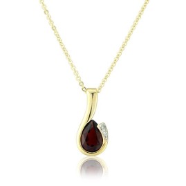 9ct Gold Pear Shaped Garnet & Diamond Pendant