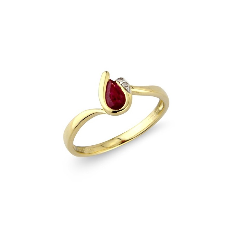 9ct Gold Ruby & Diamond Dress Ring