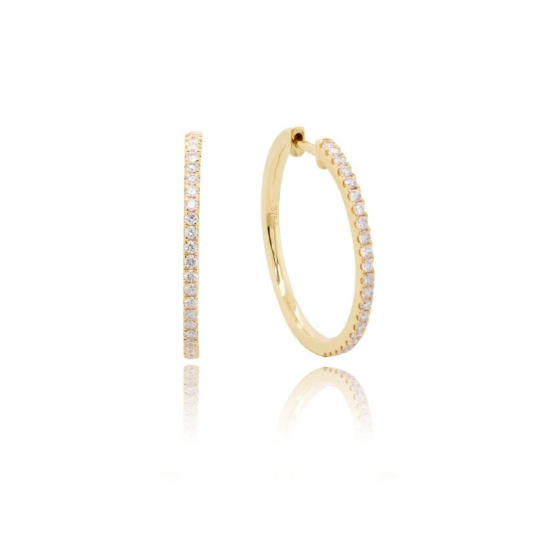 9ct Gold Diamond Set Hoop Earrings - D 0.22ct