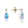 9ct Gold Pear Shaped Blue Topaz & Diamond Earrings BT 0.72 D .02