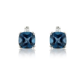 9ct White Gold London Blue Topaz & Diamond Earrings