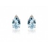 9ct White Gold Aquamarine & Trefoil Diamond Stud Earrings - 0.06